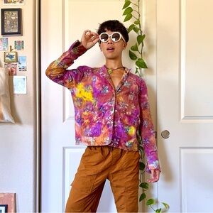 Vibrant Multicolor Organic Cotton Shirt Jacket